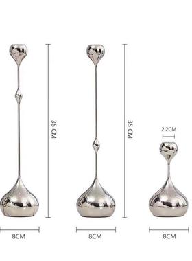 现代简XLN约高级感银色水滴烛台家用座蜡感台轻奢烛光晚餐氛围摆