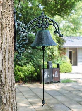 欧式怀旧复古花纹门风铃挂SYE壁件手摇铃铁艺铃别墅庭院铛家居装