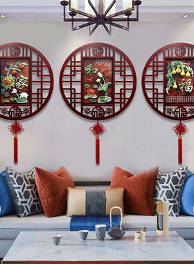 玄关装饰画圆形中式客厅沙发背景墙玉雕挂画走廊卧室挂件餐厅壁画
