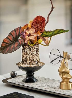 轻法式中古瓷花高级感陶小花器古情绪稳复定摆件摆花艺装饰陈XYH