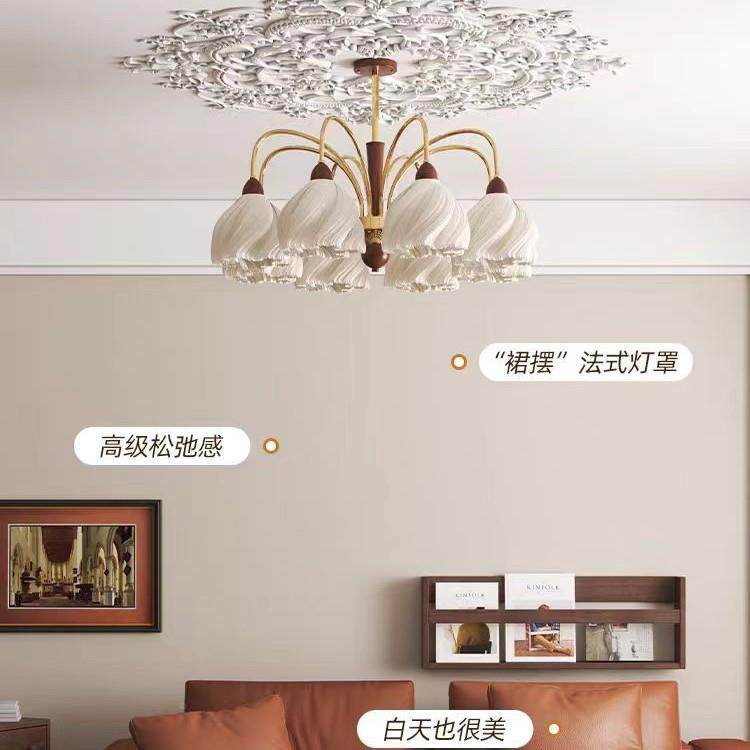 胡裙摆法885式复古桃木油吊灯灯客厅奶大厅主灯护眼高级感中古餐,淘宝优惠券,粉丝福利购,淘宝优惠卷