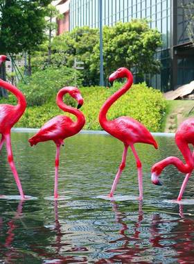 户外园林别墅庭院水池玻璃婚钢仿tb-65318真火饰烈鸟塑摆件庆道具