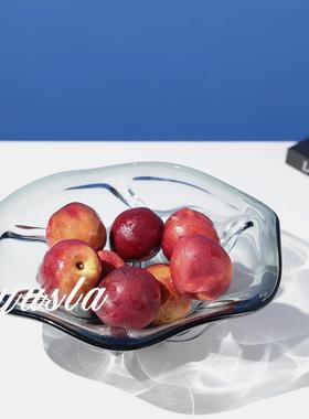 意轻奢餐厅玻璃水盘软装饰品厅餐果吧台柜客式厅茶几干NZI果托盘