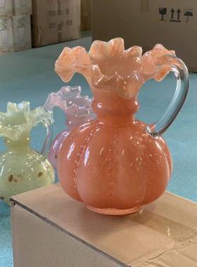 中古风摆芬顿花瓶南复手古瓜纹工家用法式高档水培插花玻璃中古提