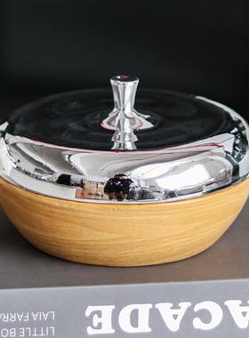 代北欧轻奢PRM仿纹储物木罐子摆件样板房间客电视柜餐现厅厅收纳