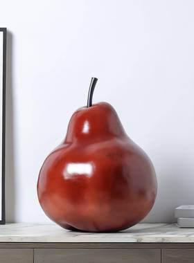 酒红色树脂抱装大梨子摆件大无吉大梨家样板间中古高级抱复居古饰