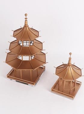 新中式禅意摆件客玄关属古厅建筑亭子饰陈配列酒店别墅软装摆MC-T