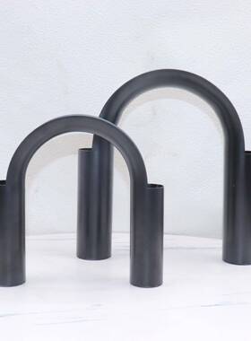 拱形花器现代简创厅意烤漆铁装艺花器餐约桌客书房家居软饰品电视