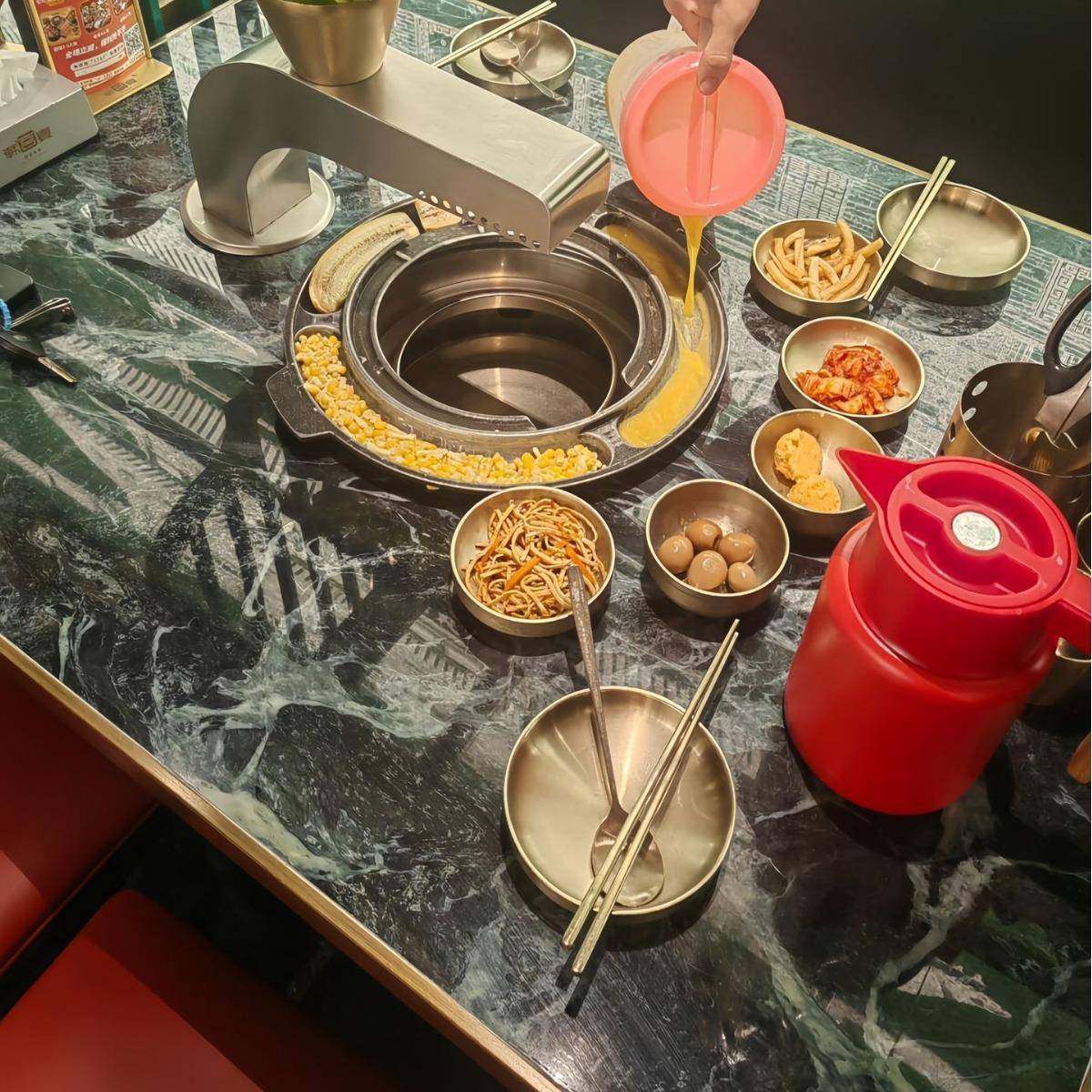 无烟净化烤用肉桌子板商电磁炉一体餐厅大石岩烧烤桌理椅组合594,淘宝优惠券,粉丝福利购,淘宝优惠卷