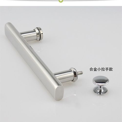 加厚304不锈钢方管淋浴房拉手孔距145,300,400mm老式玻璃门把手 - 图1