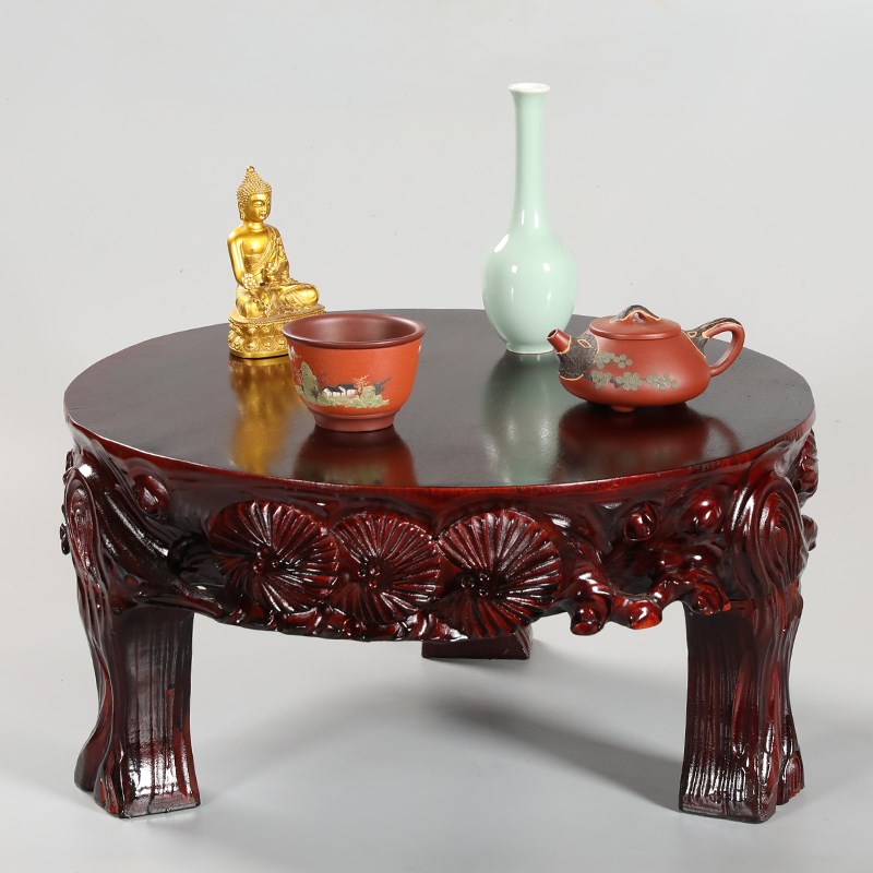 实木圆形加大加高摆件底座奇石头酒缸花瓶泰山石工艺品木托架定制 - 图2