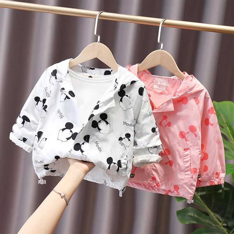 外套女春秋夹克儿童卡通连帽开衫小童可爱风衣薄款男女宝宝上衣潮 - 图1