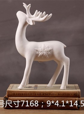 美式乡村创意简约家居装饰白色陶瓷鹿摆件 橱窗场景拍摄道具摆设