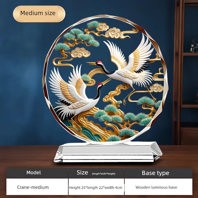 鹤桌面摆件鹤迎春入口饰客温馨家柜装乔迁中国风酒新家FBU水晶厅 - 图0