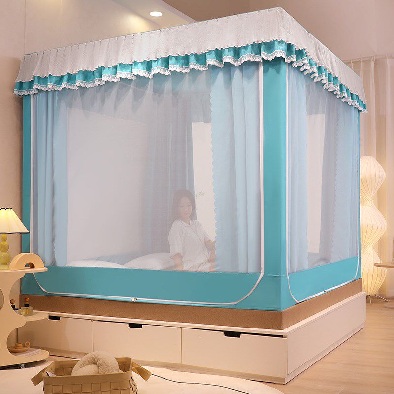 双层强遮光床帘蚊帐一体式全封闭公主风蒙古包家用卧室床幔带支架,淘宝优惠券,粉丝福利购,淘宝优惠卷