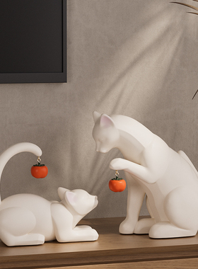 现代艺术感创意猫咪摆件高端大气软装样板房客厅玄关电视柜装饰品