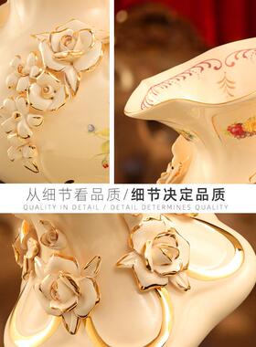 欧式花瓶轻奢瓷器摆件客厅奢华插花高档北欧创意轻奢简约鲜花摆设