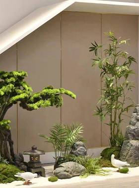 日式山水庭院装饰亮灯真石头青龙仿石泰山石禅意ZJSZ8862装饰品