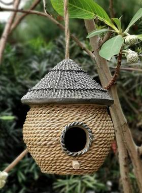 户树脂鸟窝挂鸟屋别墅园庭院花外件公园幼儿园装饰品挂饰园BUX艺