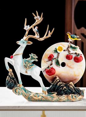 新款招财福摆鹿件轻奢新高档玄关WCV厅酒柜新家居装饰品乔客迁居