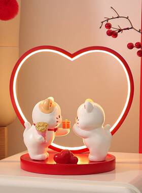 可爱招财猫长YF1009明摆件新婚礼物结婚氛朋围灯感装饰送友物订婚