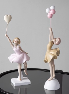 气球女孩桌面小摆设客厅卧室书柜公主房样板间装饰品简约创意摆件