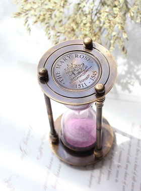 黄铜沙漏计时2分钟家居摆件书房桌面装饰个性好玩复古手工进口