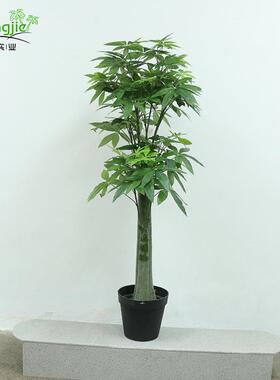 仿真绿植仿真办发财树盆栽树PV装摇钱盆栽室内饰发财树lz公室造景