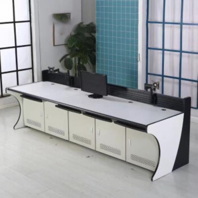 Dual-link triple-link security monitoring station command center office control desk console dispatch call center computer worker HX20