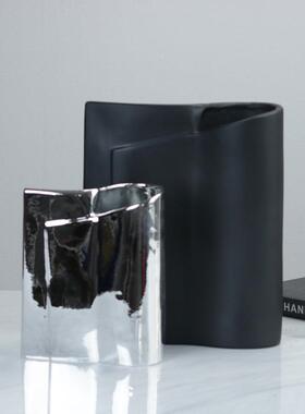 现代简约电镀卷书形花RYP器欧式样轻奢摆件客板厅房米兰时尚软装