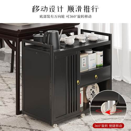 移动家小茶茶台实木茶桌子茶车茶盘烧水壶一体ICS茶用水柜茶桌具 - 图1