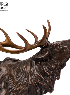 阿斯蒙迪青铜家居饰品艺术品招财鹿一路平安装饰品摆件乔迁新居礼