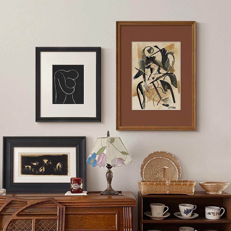 法式复古小众抽象艺术客厅装饰画餐厅玄关中古老钱风书房挂画组合,淘宝优惠券,粉丝福利购,淘宝优惠卷