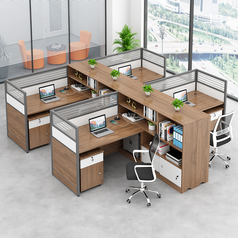 财务办公桌椅员工屏l型f人位办公桌子办公室现代隔断办工桌 - 图1