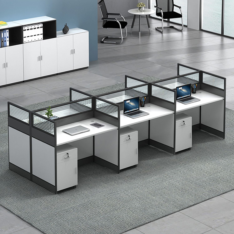 屏风办公桌员工卡位四人写字楼卡座财务桌4人职员办公室桌椅组合 - 图0