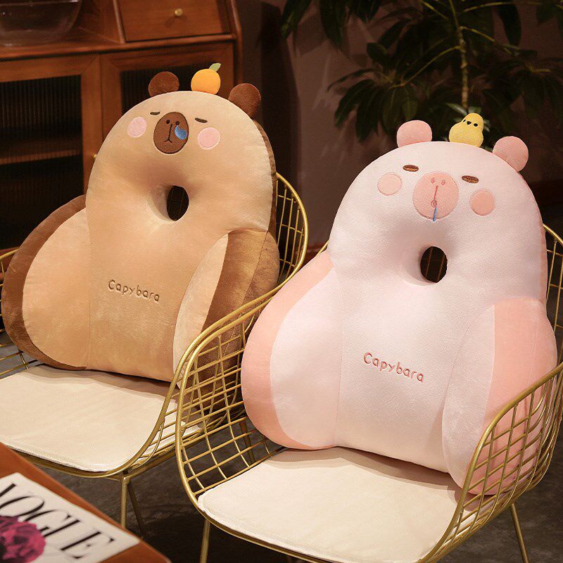 卡皮巴拉腰垫腰枕办公室久坐护腰靠垫座椅靠背垫靠枕椅子沙发抱枕 - 图3