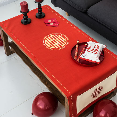 婚庆茶几桌布布艺餐桌茶几布防水防烫茶几电视柜桌布茶几客厅家用 - 图2