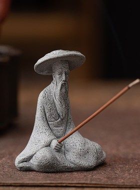 仿真钓鱼翁小摆件园艺花卉微景观姜太公装饰摆设假山盆景渔翁摆饰