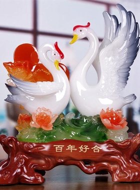 结婚礼物创意实用婚房新房装饰 鸳鸯摆件一对大号 天鹅摆设工艺品
