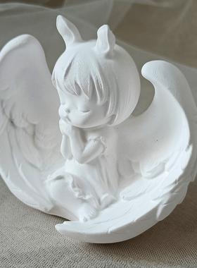 石膏翅膀安妮宝贝小天使女孩北欧风格人物情侣房间桌面摆件可爱