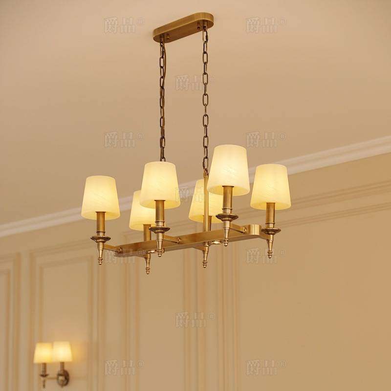 简约美式全铜餐厅吧台长排吊灯 创意个性复式楼别墅餐桌书房灯具,淘宝优惠券,粉丝福利购,淘宝优惠卷