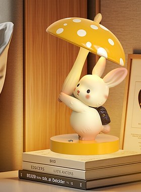 兔子床头灯台灯充电摆件卧室桌面儿童房间可爱装饰品乔迁礼物暖居