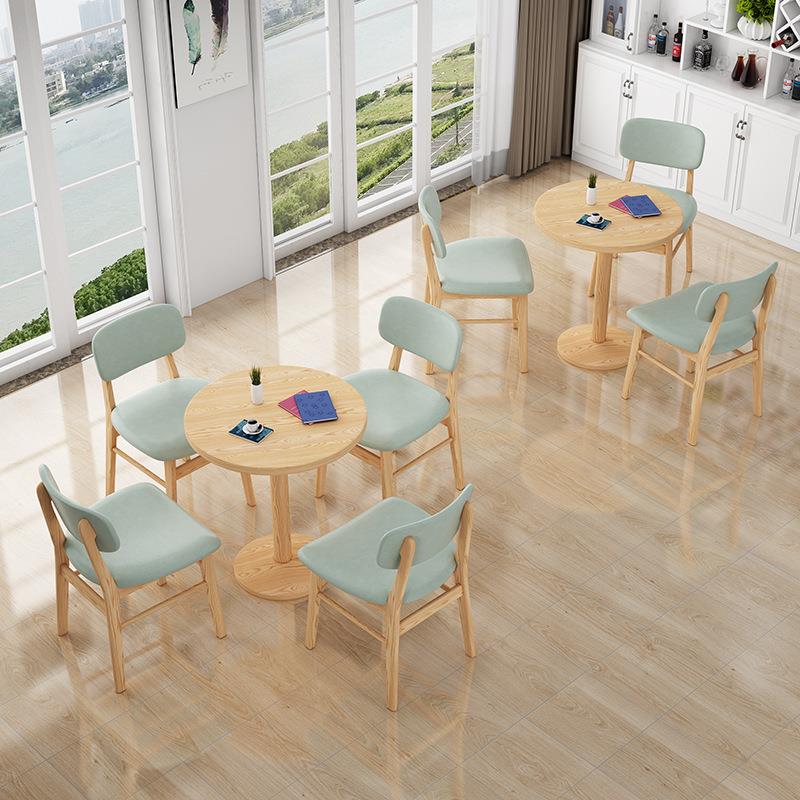 接待区桌椅QEC售楼处酒圆桌实木餐桌椅实木现代简约商场用店全所 - 图1