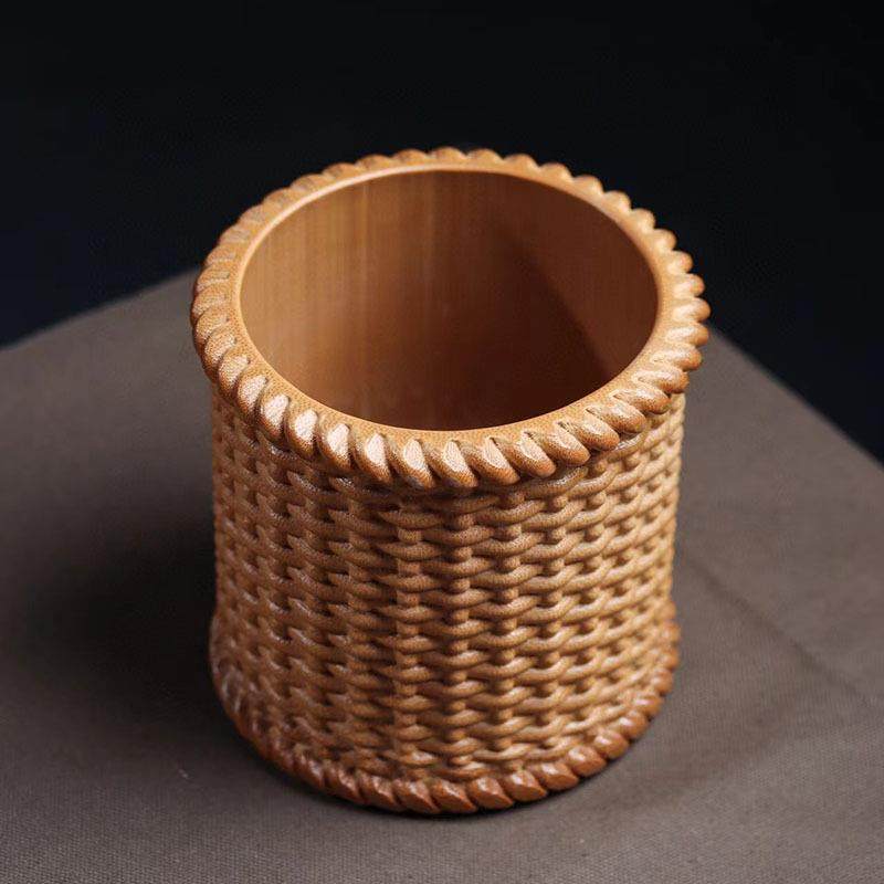 金丝竹木质竹编笔筒古风办公品桌92毛意笔筒收纳桶工创艺摆件,淘宝优惠券,粉丝福利购,淘宝优惠卷