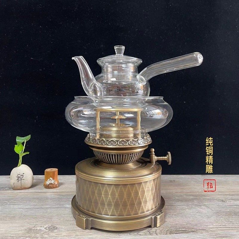 New copper tea stove air tea lamp Gongfu tea set water stove retro tea brewing utensil
