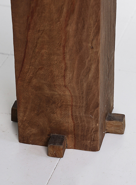 侘寂风实木墩底座中古风柱子雕塑台客厅茶室落地装饰民宿复古摆件