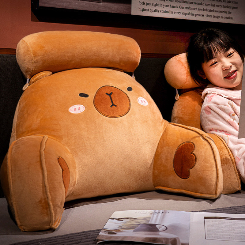 卡皮巴拉床头靠垫软包座椅护腰靠枕大靠背垫沙发抱枕床上孕妇枕头 - 图0