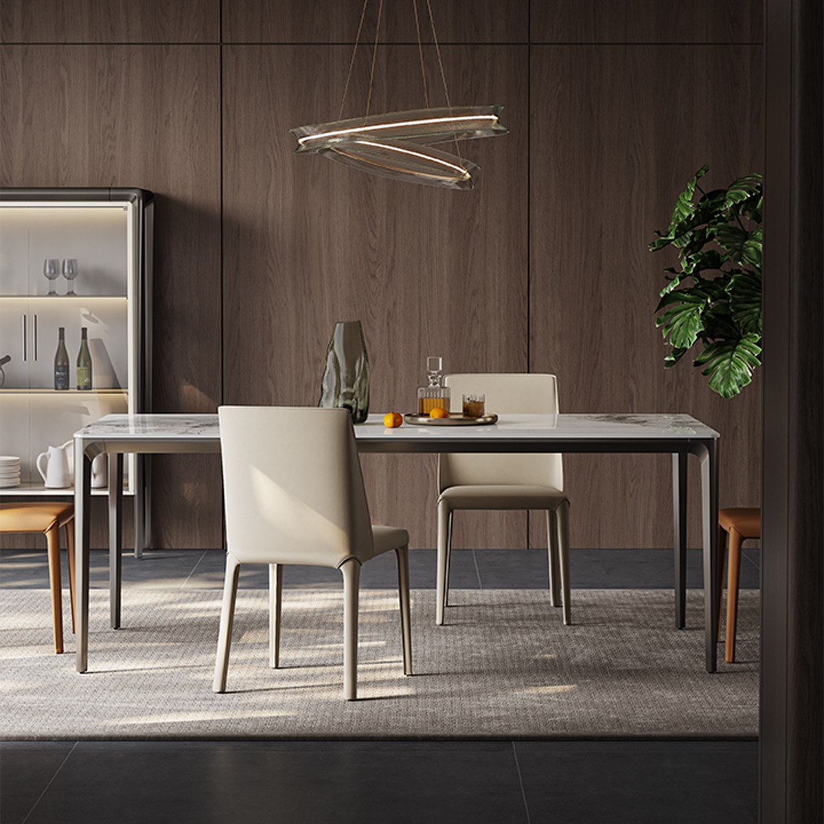 回岩铝合金岩板餐桌椅意式极简餐台现代简约轻奢四条脚长方形餐桌,淘宝优惠券,粉丝福利购,淘宝优惠卷