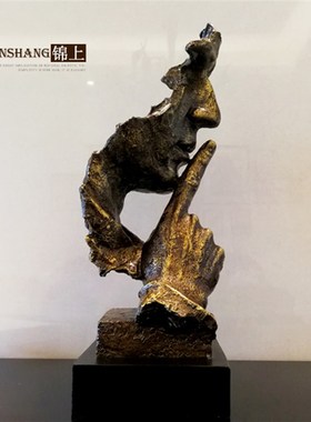 欧式复古仿青铜抽象沉默是金人物雕塑摆件书房家居饰品摆设礼品