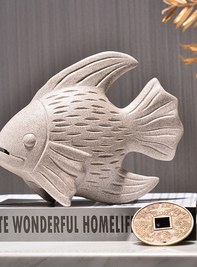 招财进宝鱼摆件家居客厅茶几办公室书桌装饰品乔迁新居礼品工艺品